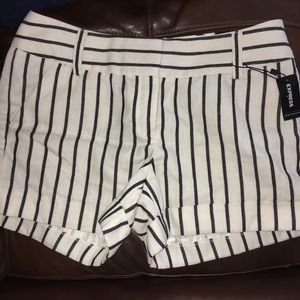 EXPRESS White Shorts with Black Vertical Stripes